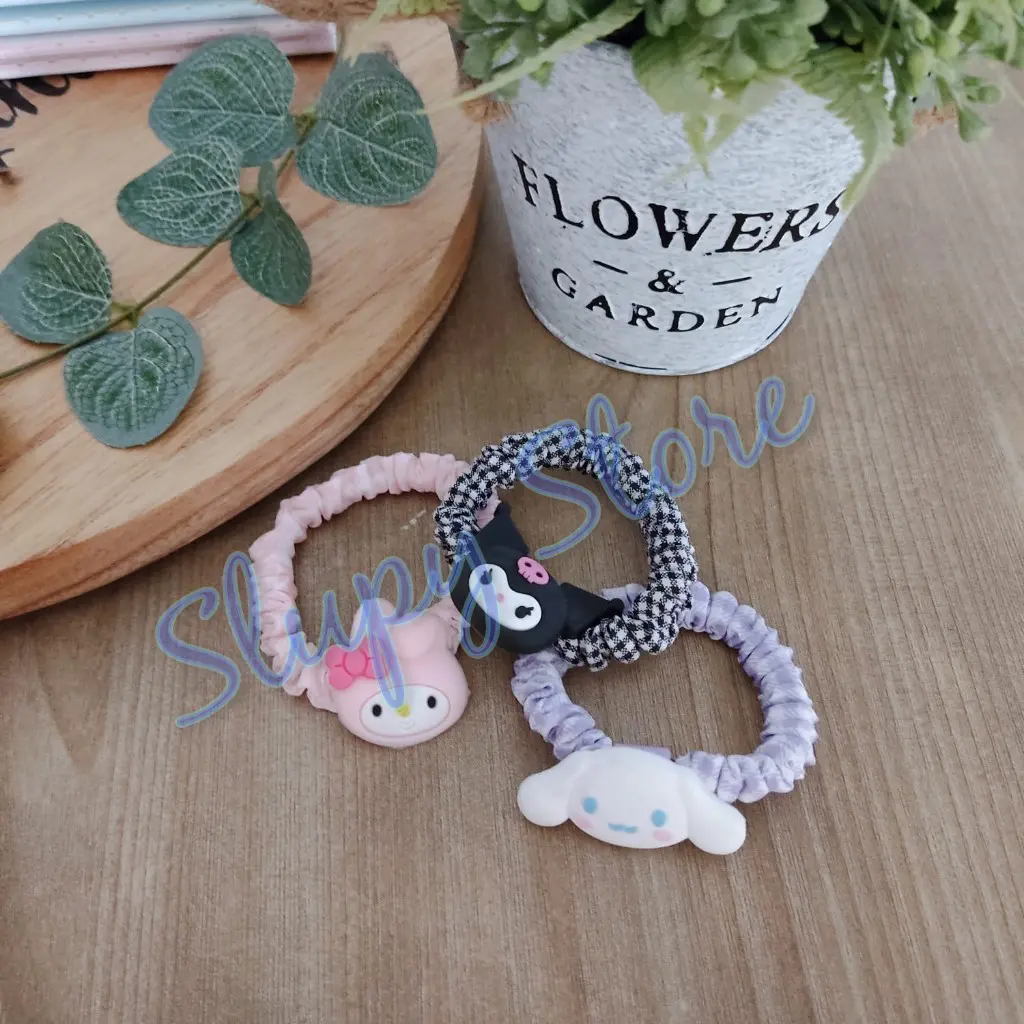 SLP Karet Ikat Rambut Kain My Melody Cinnamoroll Kuromi