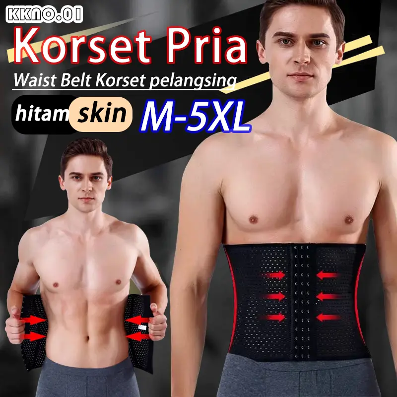 Korset Pria Breathable S-5XL Pelangsing Pengecil Perut Buncit Korset Olahraga Pria Sabuk Pembakar Lemak 8823