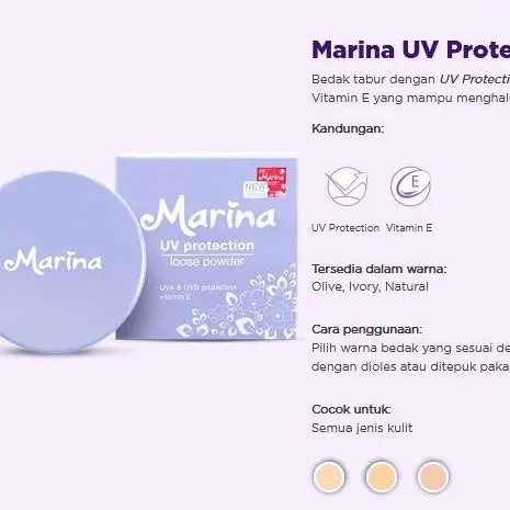 Marina Loose Powder UV Protection 25g | MARINA Loose Powder Uv Protection - Vitamin E Bedak Tabur Marina - 25gr | Bedak Wajah bedak padat mini semua tipe kulit tahan lama 3