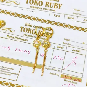 [PROMO] Anting Jurai Love Bolong Emas Muda Asli Anting Tahan Lama