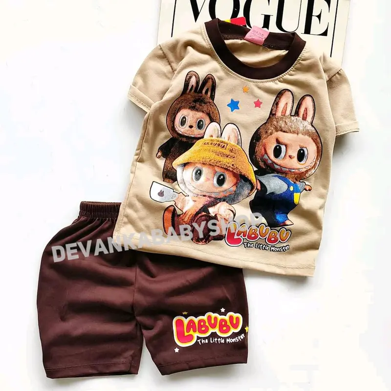 BAJU LABUBU ANAK  COWOK CEWEK SETELAN ANAK MOTIF BONEKA LABUBU LUCU BISA PAKAI TOPI UNTUK ANAK UMUR 1-10 TAHUN Perempuan Parsel Bayi 3