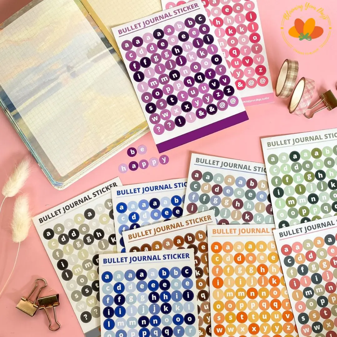 Stiker Huruf Deco Alphabet / Aesthetic Sticker Dekorasi Jurnal / Scrapbook Sticker Alat Tulis / Notebook Cute Sticker