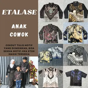 Custom Batik Anak Cowok Laki-Laki Lengan Panjang Custome Hem Batik Kids Fashion