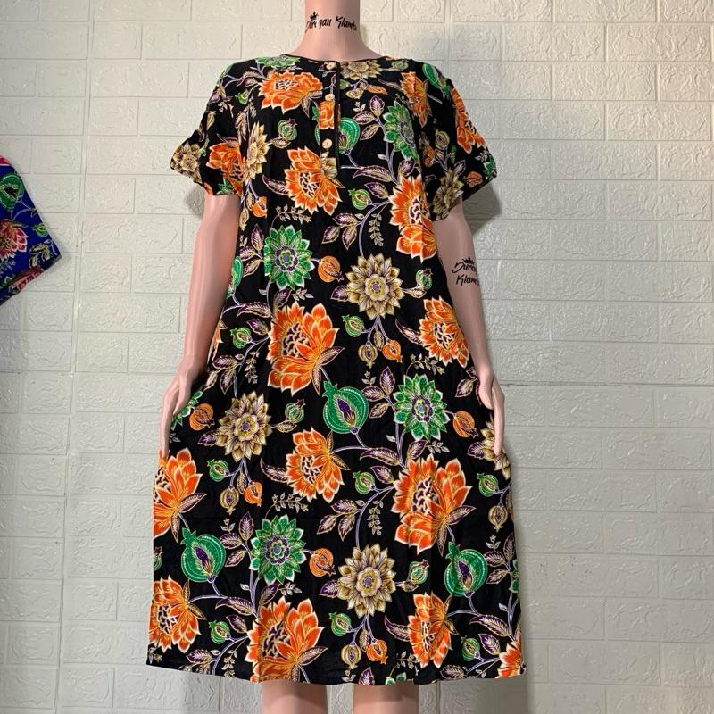 Daster Kencana Ungu 36 Label Merah LD 100 Busui Saku Dua  Cantik Kancing Menyusui Dress Tidur Wanita Nyaman Santai Simple 1