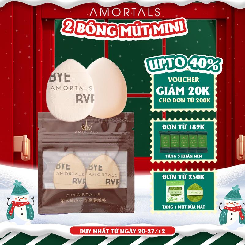 《Amortals Vietnam》Bông mút trang điểm mini AMORTALS Chính Hãng Hình Ngón Tay Che Khuyết Điểm Má Hồng Kem Nền 2 Miếng