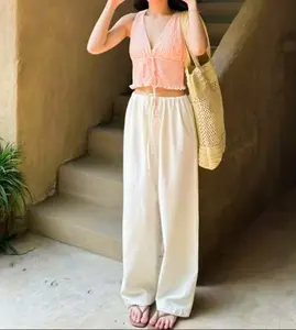 Quen Pants Tessa Linen Pants Trouser Celana Panjang Wanita Loose Cullote Cotton Linen Premium dengan Saku Aktif dan Karet Pinggang Nyaman