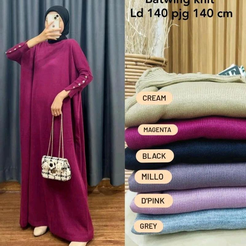 dress innara jumbo Knit Muslim Wanita Dewasa Panjang Dress - 140cm Lebar Dada 0