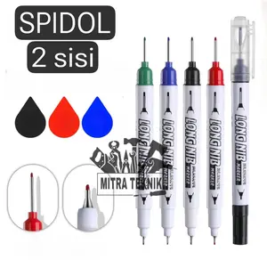 3 PCS Spidol Tukang 2 Sisi Spidol Kepala 2 Spidol Permanen Panjang Long Nib Tip Marker Pulpen Tulisan Serbaguna Spidol Bangunan Spidol