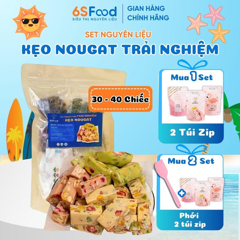 [Nguyên Liệu] Set Nguyên Liệu Làm Kẹo Nougat Hạnh Phúc 30-40 Chiếc, Tặng Bơ Lạt Làm Kẹo Nougat, Kẹo Hạnh Phúc Cao Cấp, Candy, Snack, Ăn Vặt, 6sFood set  làm