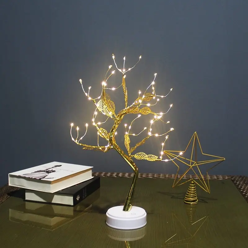 Lampu Tidur Model Pohon Ranting Unik Colokan USB / Tenaga Baterai Dekorasi Kamar Kawat Tumblr LED