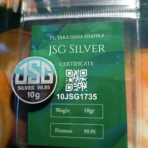 PERAK BATANGAN 10 GRAM JSG SILVER PRODUKSI PT TARA DANA SHAFIRA ADA SERTIFIKAT DAN BARKOT UNTUK MENGECEK KEASLIANNYA