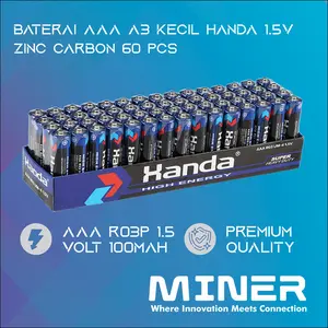 Baterai AAA A3 Kecil Handa 1.5V Zinc Carbon 60 pcs