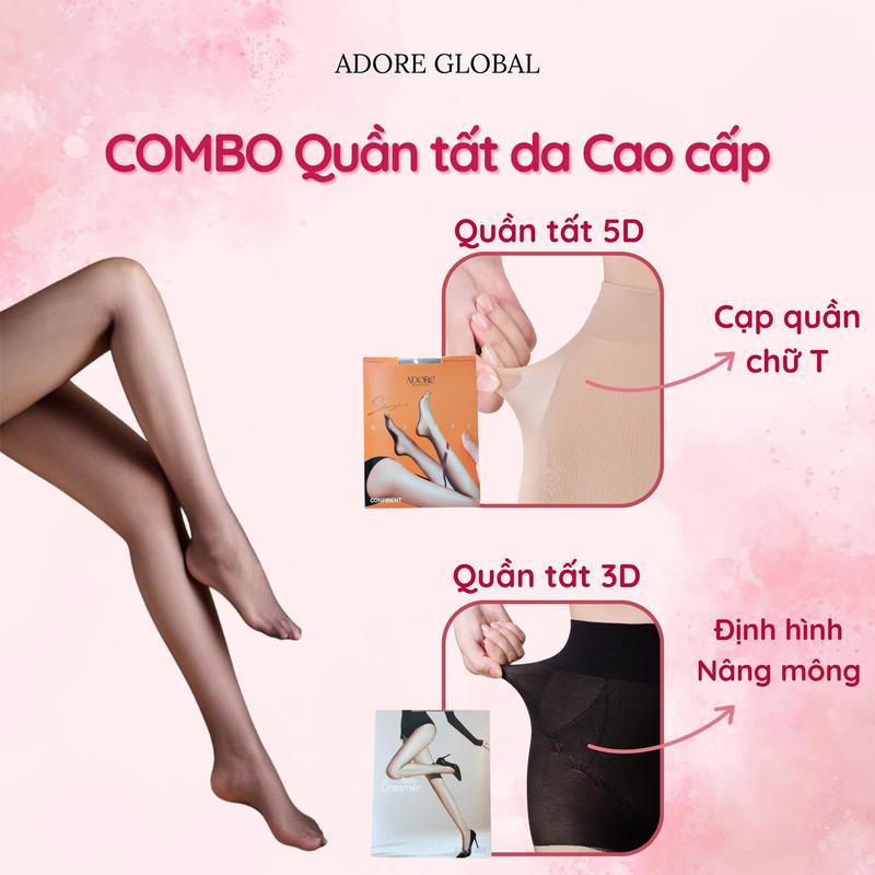  Combo Quần Tất Da Nữ Che Khuyết Điểm Thon Gọn Chân Cao Cấp TẶNG KÈM TẤT CHÂN Quần Tất Siêu Dai Siêu Mỏng Trong Suốt Co Giãn Tốt Freesize 40kg-60kg 