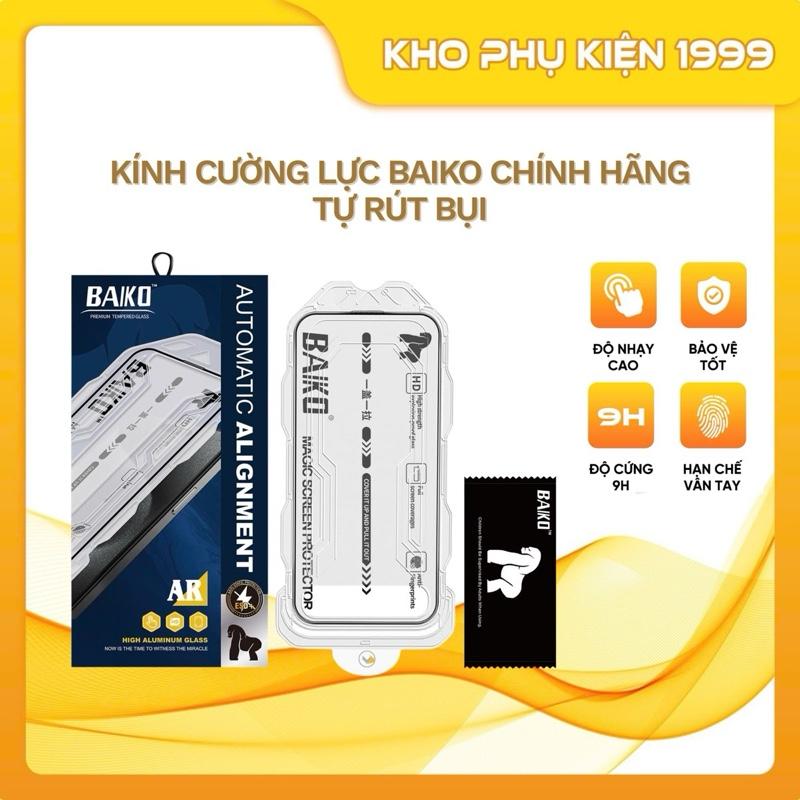 Kính Cường Lực Rút Bụi Có Khung Trợ Dán chính hãng BAIKO Trong Suốt và Chống Nhìn Trộm cho iPhone Kem Phụ Kiện Titan