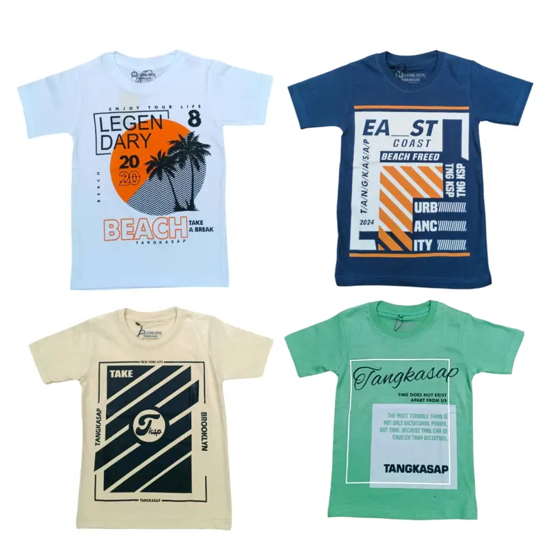 Promo 4pcs Kaos anak lengan pendek / Kaos anak motif kekinian unisex / Kaos anak premium Pakaian Fashion 7