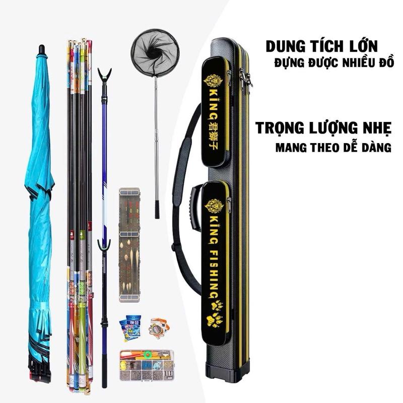  King Fishing - Bao đựng cần câu 2 ngăn màu xanh 125cm chất liệu vải Oxford 600D + PU chống thấm nước trọng lượng nhẹ dễ dàng mang theo 