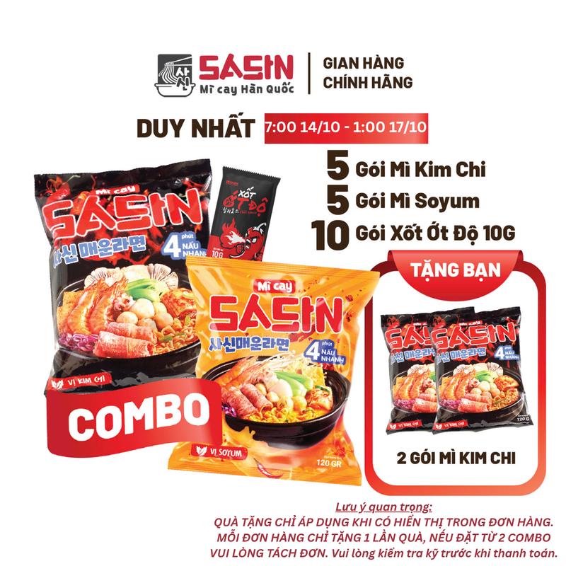 Combo 10 gói mì cay (5 Soyum + 5 Kim chi )+ 10 gói xốt ớt độ BSET0117