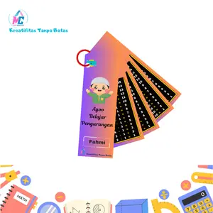 Flashcard Premium Edukasi Anak Tabel Perkalian Penjumlahan Pengurangan Pembagian Dari Angka 1-15 Free Ring ( Bisa Custom Nama )