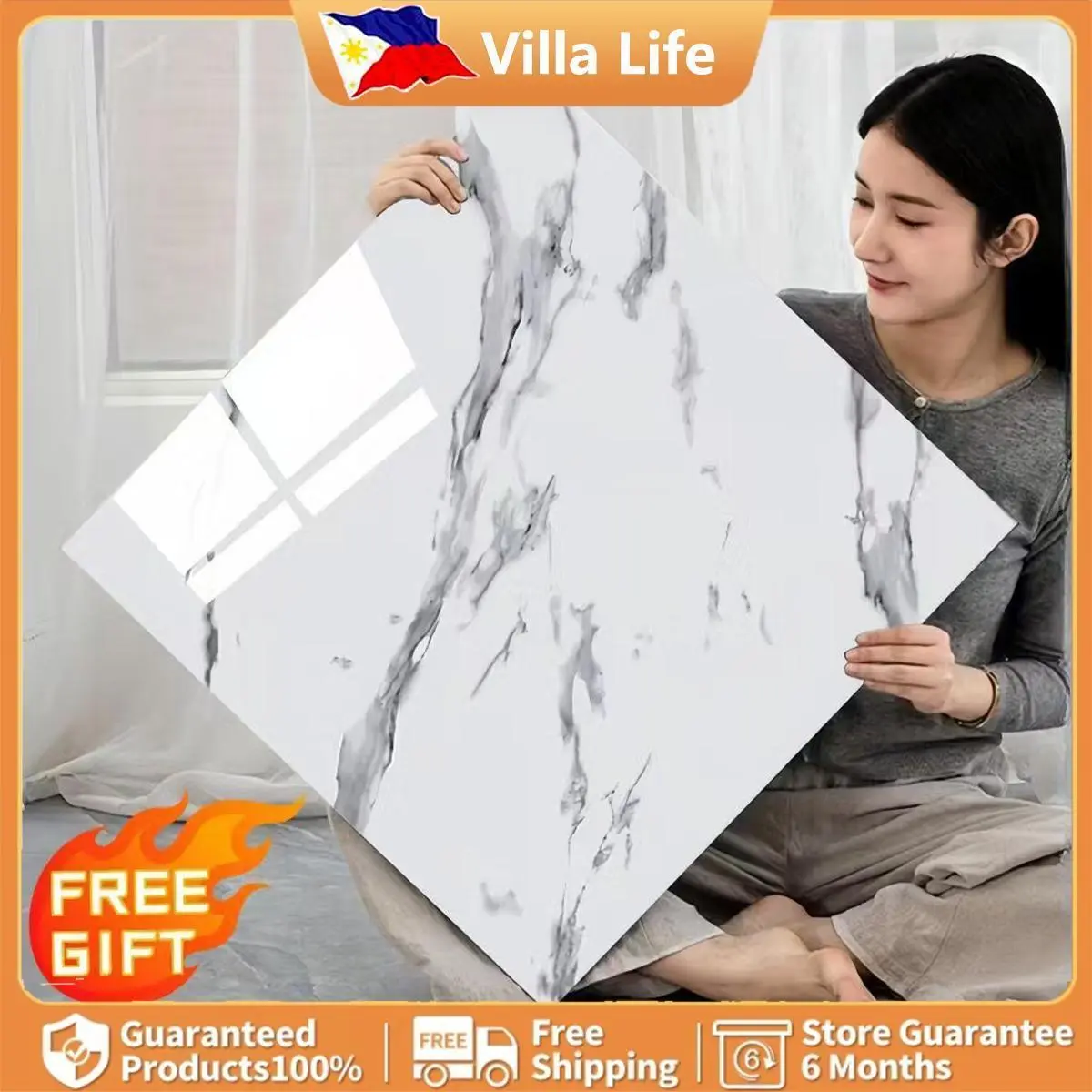 【60x60CM】50/40/30pcs 2025 New upgrade High Quality 1pcs Anti-tile floor stickers MarbleFloor Sticker PVC Waterproof Self Adhesive TilesFor Flooring Carpet Mat Home Floor Decor DlYtoilet tile stickers  Wall Sticker floor sticker tiles Decorative Ornaments