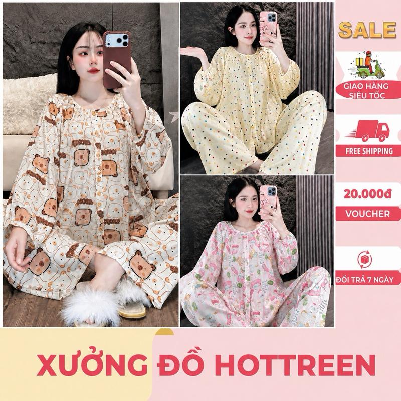 Bộ mặc nhà xinh chất lụa thái thoáng mát không nhăn không rút size từ 40kg tới 62kg mẫu hot cho nữ