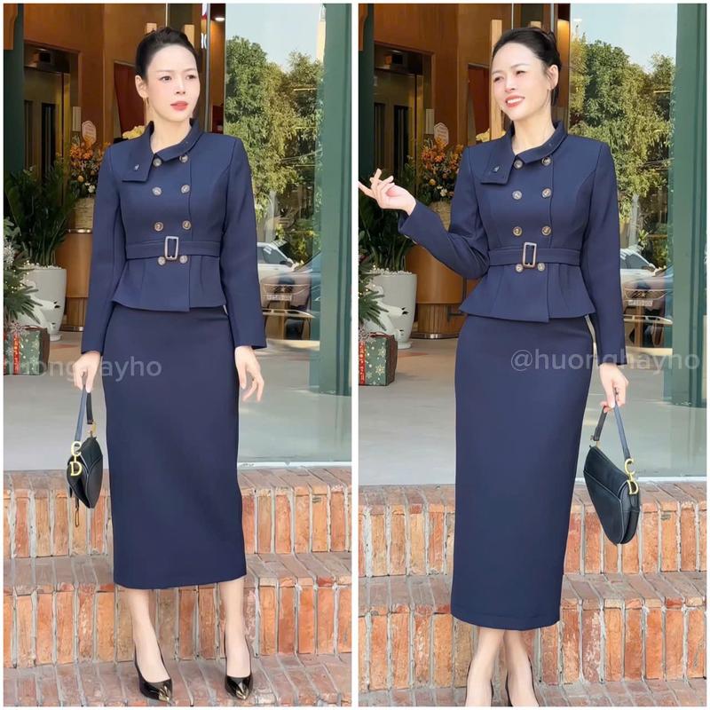 LYNA x Hương Hay Ho - B98 - Set Váy Dáng Dài Mix Áo Thiết Kế Kèm Đai Thanh Lịch