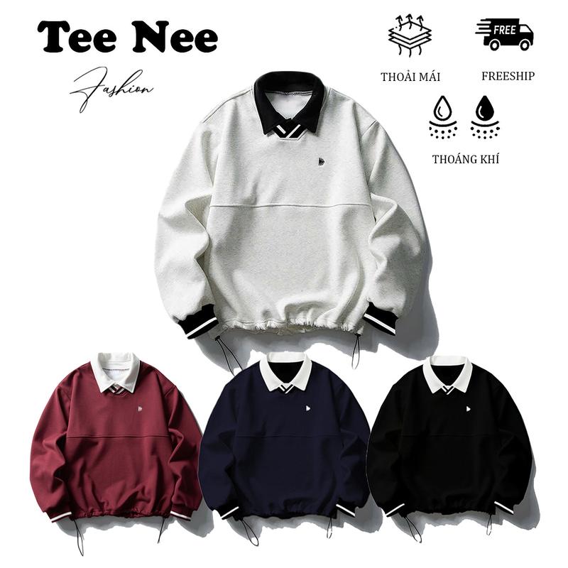 Áo sweater Nam Nữ Unisex chất nỉ 2 da Cotton cao cấp mịn lông TeeNee Form Rộng có cổ
