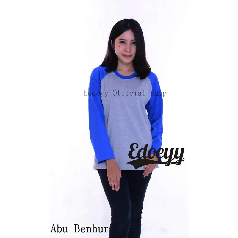 Kaos Raglan Wanita Lengan Panjang - Baju Reglan Cewek Polos - Ukuran S M L XL 7