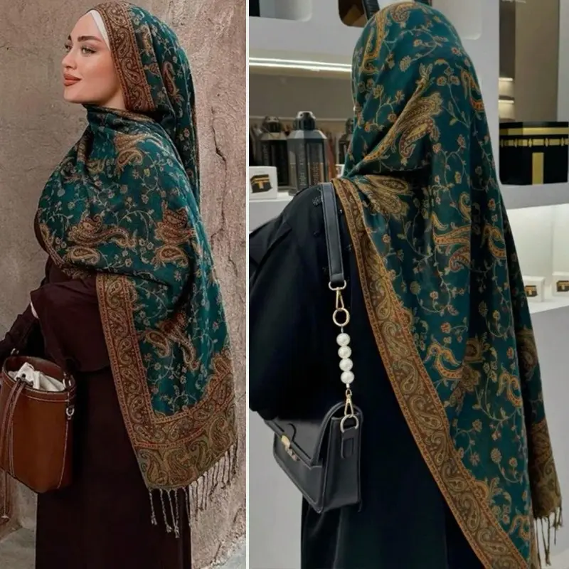 Pashmina Medina Royal Heritage/ Motif Kashmir Eksklusif/ Syal Elzara Motif Timur Size 180*70 cm 5