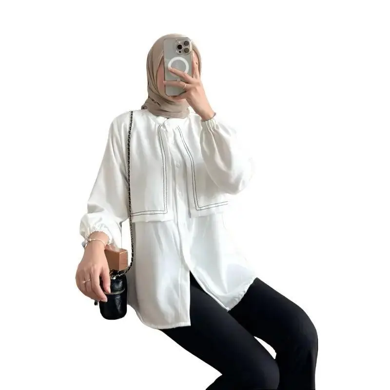 Blouse Shakilla Lengan Panjang Wanita /Shakila Layer Button/Blouse Shakila Lengan Panjang Busui Friendly Kancing Lembut