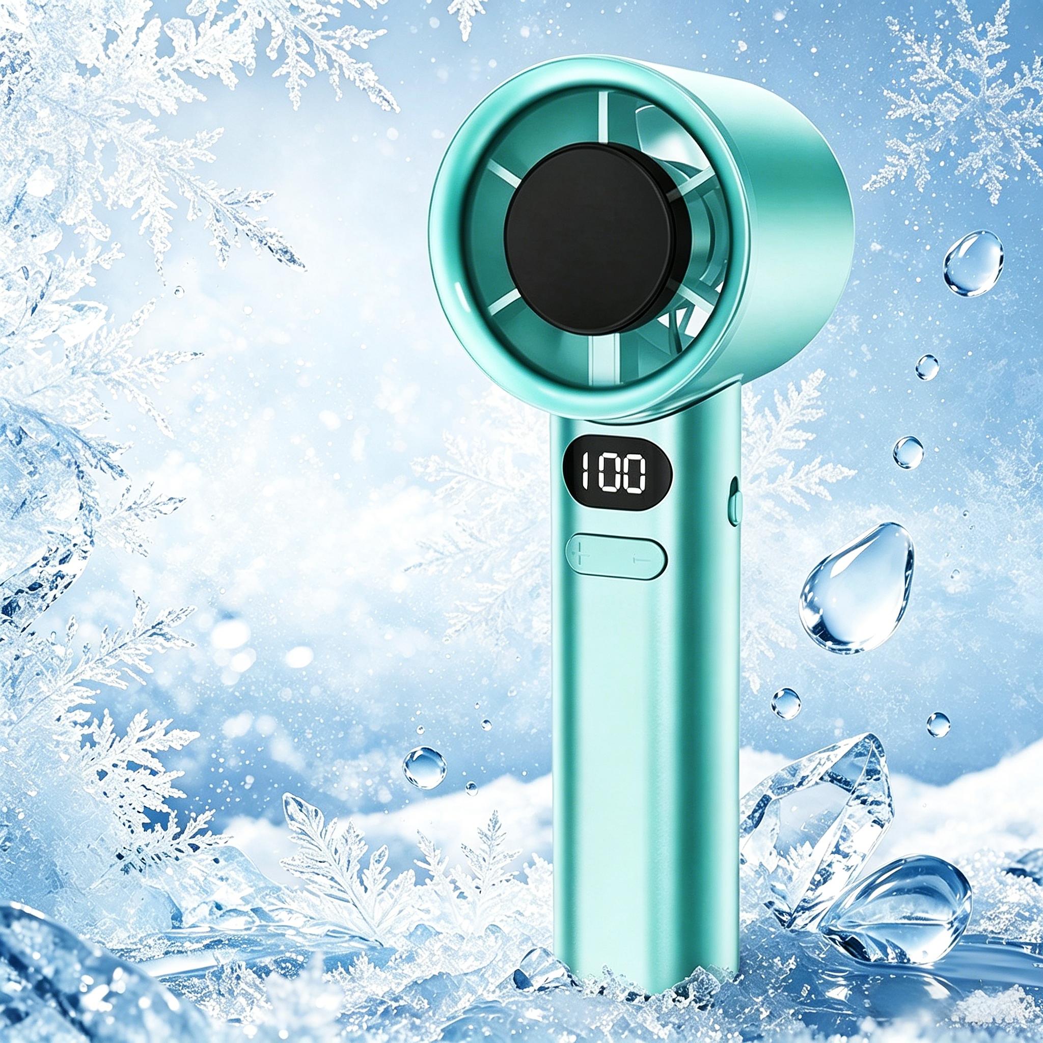 Portable Silent Chargeable Fan Small Handheld Fan Portable Compact Travel Fan Mini Fan USB Rechargeable Fan Handheldfan LED Digital Display Handheld Fan