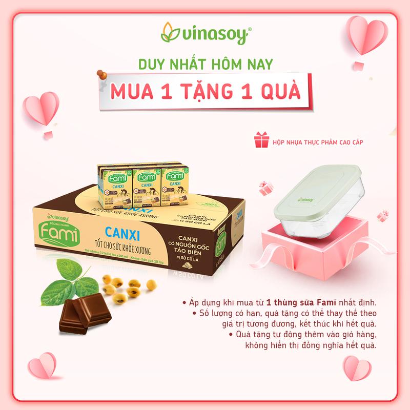 Thùng sữa đậu nành Fami Canxi Vị sô cô la hộp (36 hộp x 200ml)