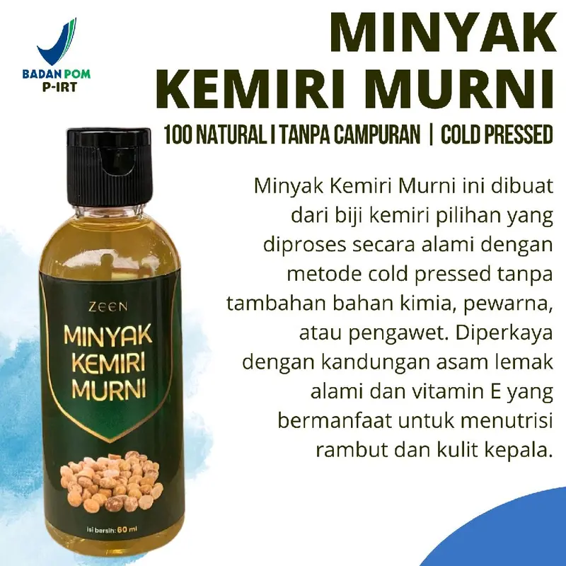 Minyak Kemiri Murni dan Bakar Organik Netto 100 Ml & 60 Ml Nutrisi Rambut Haircare Perawatan minyak kemiri kemiri bakar 4