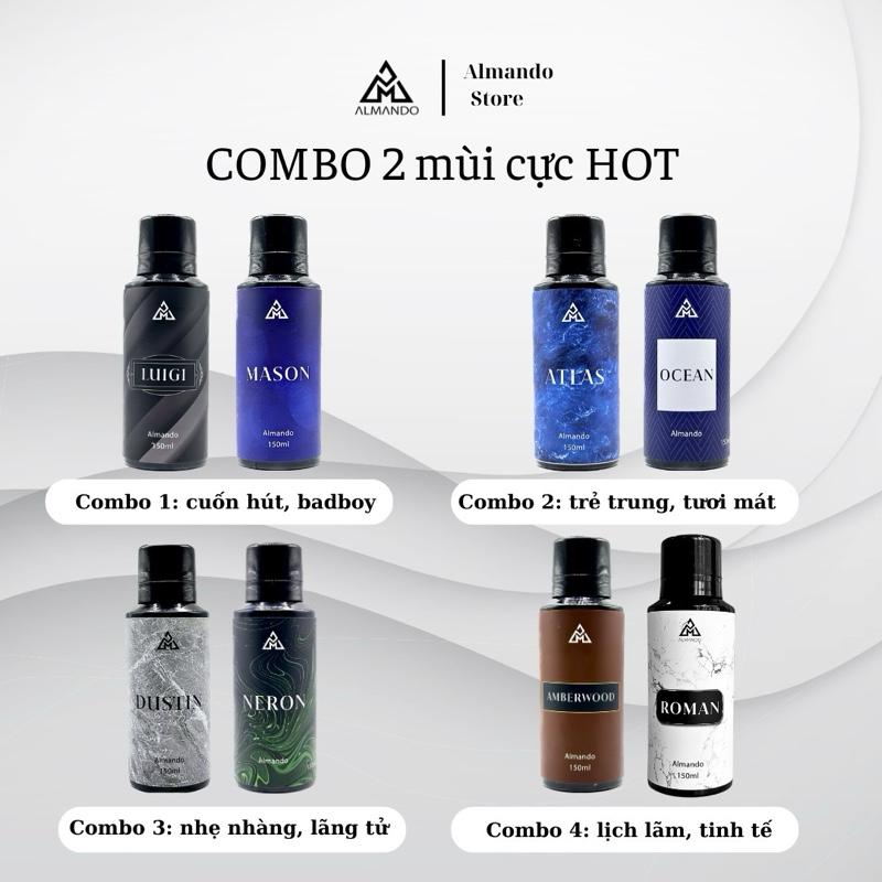 Body Mist Nam Almando Combo 2 lọ Xịt Thơm Khử Mùi Toàn Thân Nước Hoa Chính Hãng 150ml chai Phù Hợp Đi Học Đi Làm Đi Chơi Hẹn Hò Bodymist Perfume Cosmetic Mỹ Phẩm
