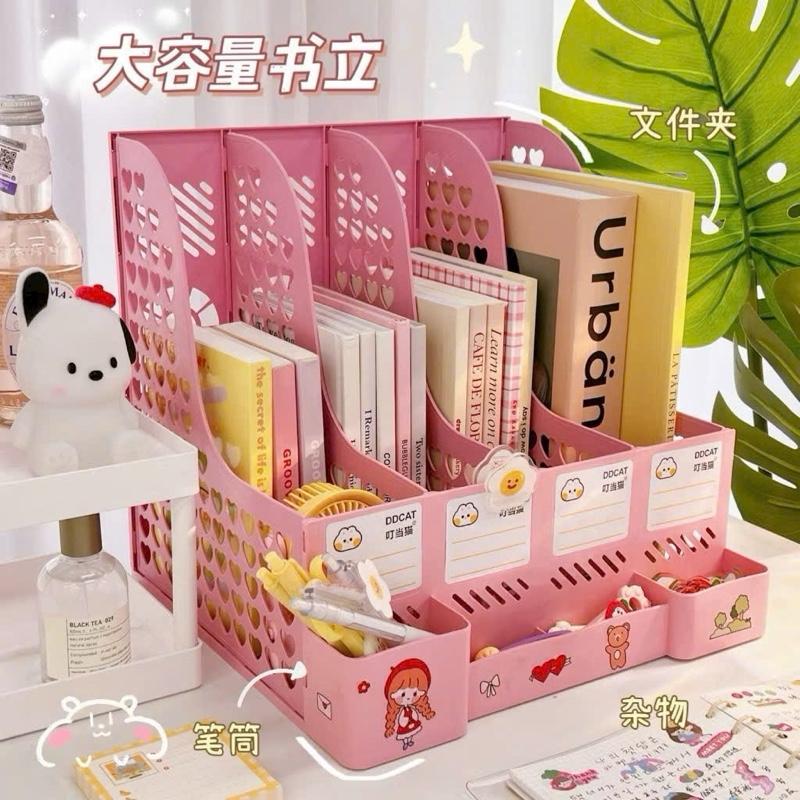 Kệ Sách 4 Ngăn 2 Tầng Màu Trơn Để Bán Học,Đựng Đồ Trang Trí Decor Bàn Học - Giá Khay Kệ Đựng Tài Liệu Văn Phòng Đựng Bút