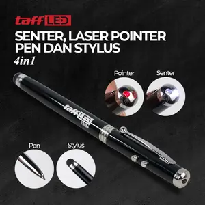 TaffLED Pulpen 4in1 Senter Laser Pointer Pen dan Stylus Tinta Hitam - T0054 - Black