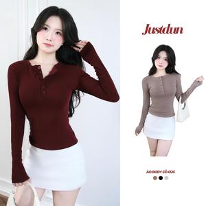 Áo thun dài tay khuy cúc cổ cotton 4 chiều co giãn Z12