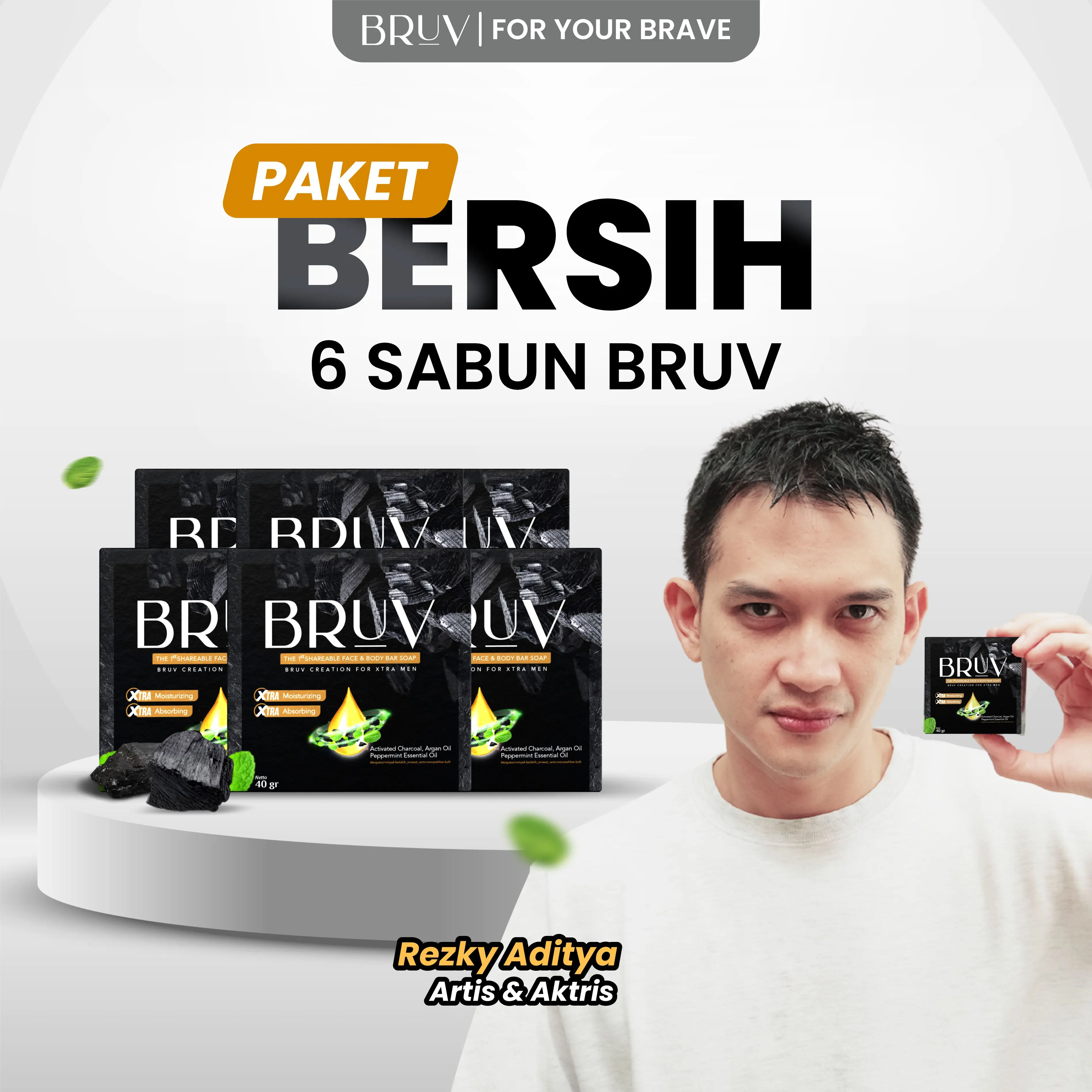 BRUV Brightening and Acne Soap 6pcs - Sabun Bruv Sabun Pembersih Wajah Pria Pencerah Wajah Pria Menghilangkan Jerawat Pencerah Muka Laki Laki Wajah Kusam Muka Berminyak Bruv Original