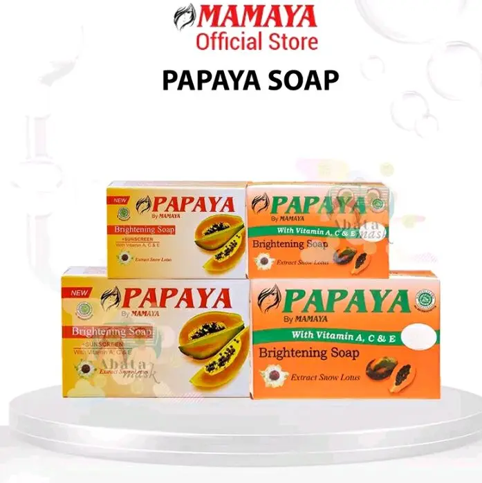 Sabun Papaya by mamaya / sabun pemutih papaya bpom / mamaya papaya brightening soap Orange Mencerahkan Membersihkan Mandi Vitamin Hijau