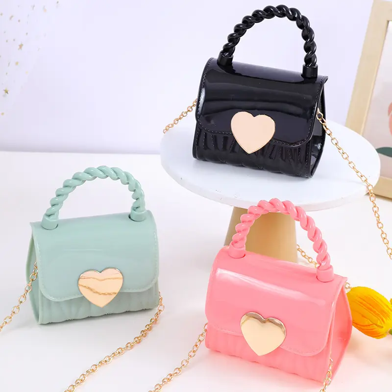 Tas Selempang Mini Jelly Anak dan Remaja Motif Love Heart Tas Wanita Slingbag Fashion