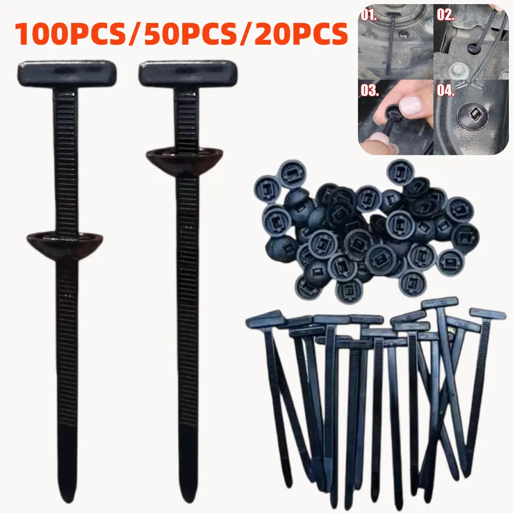 【Jsayuid】20pcs/50pcs/100pcs Tali Pengikat Multifungsi Kabel Tie Body Kendaraan Mobil Motor Baut Rivet Plastik Kabel Ties Clip | Kabel Ties Mobil Motor Car T-Type Universal | Klip Pengikat Kabel Bodi & Harness | Kancing Plastik