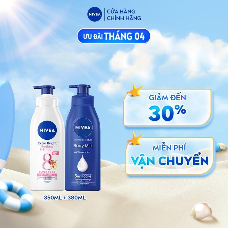 Bộ 2 Sữa Dưỡng Thể NIVEA Dưỡng Ẩm Da | Mịn Da | Sáng Da (350 ml+380 ml) - 98413+98940