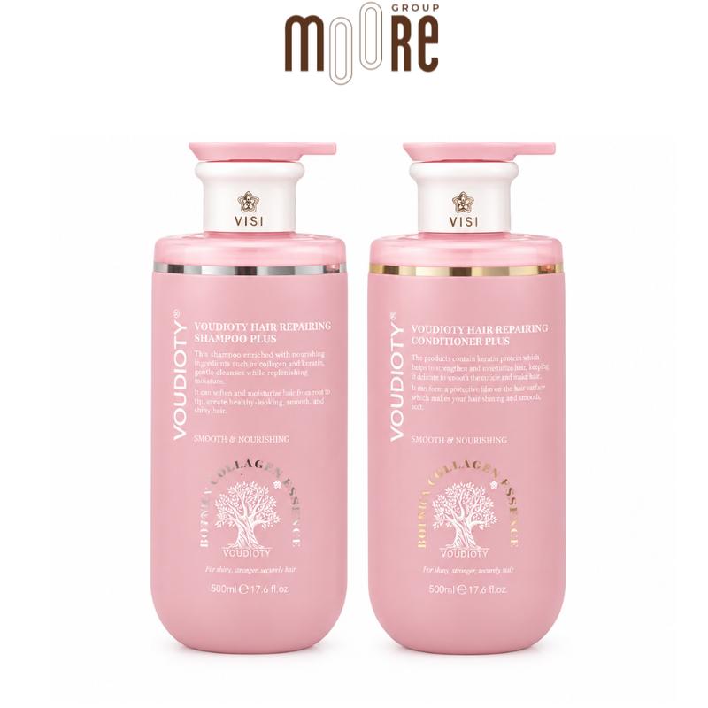 Dầu Gội Xả Biotin & Collagen Essence Voudioty Giảm Rụng Phục Hồi - Màu Hồng