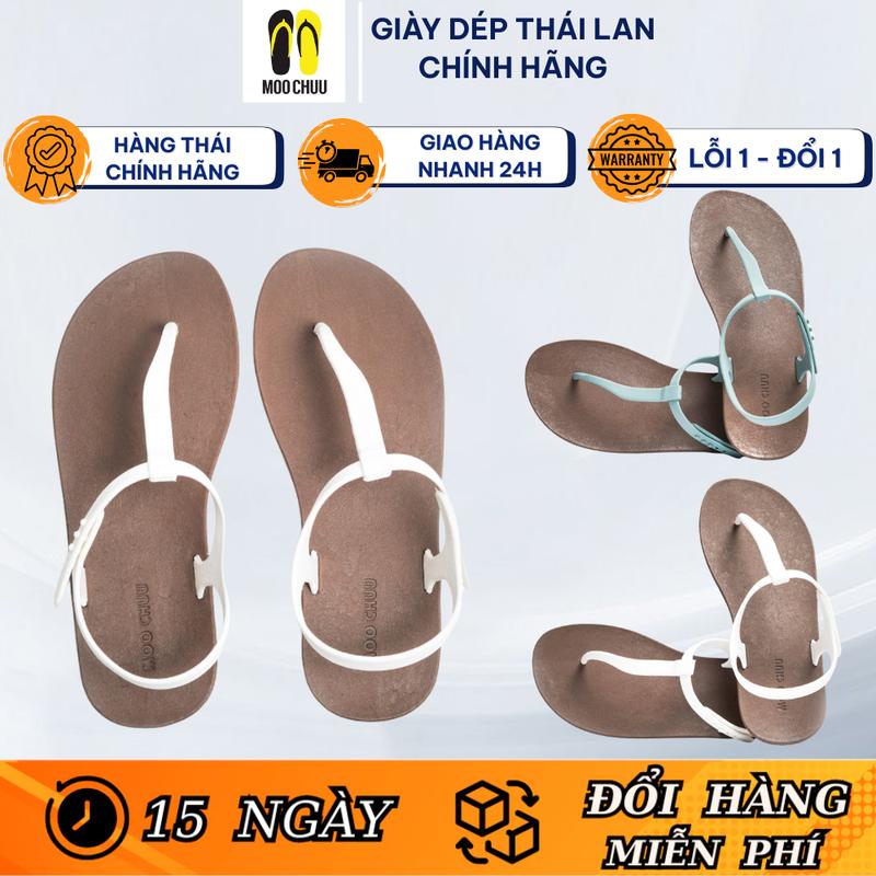  Dép Xỏ Ngón Quai Hậu Đi Biển Thái Lan Nữ MOOCHUU SAILY Đế Bệt Nữ Tính Cao Su Chống Nước Mưa Chống Trơn Chính Hãng DéP Đồng DéP Đồng Shoes GiàY dép 