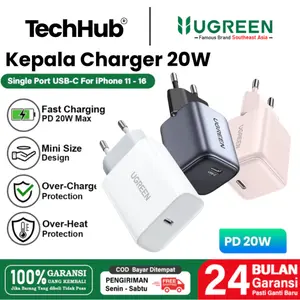 UGREEN Adaptor Kepala Charger iPhone 17 16 15 14 13 12 11 Type C PD Fast Charging 20W 30W 45W