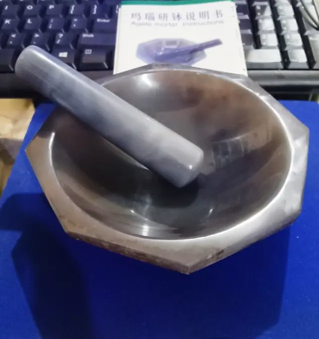 Agate Mortar with Pestle Diameter 12 cm Batu Agate Alam