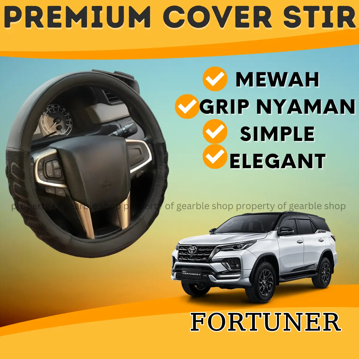 Cover Sarung Stir Fortuner Setir Kulit Mobil Fortuner Selimut Pelindung Model Simple Polos Mewah