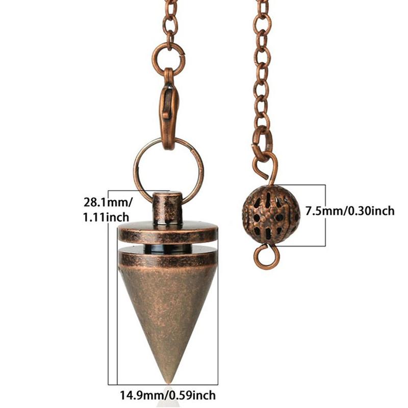 Product Introduction of Con lắc hình nón cảm xạ bằng đồng cổ, con lắc kim loại Reiki, mặt dây chuyền chữa bệnh, thời trang mới 11