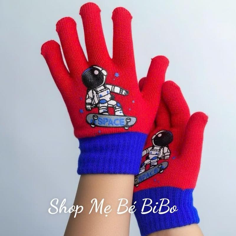 Găng tay hình SIÊU NHÂN cho bé bao tay len 2 lớp họa tiết bé trai giữ ấm mùa đông trẻ em 3 -10 Tuổi 