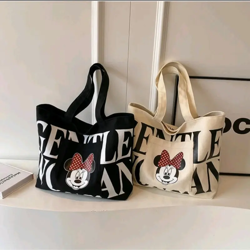 Tas Tote Bag Multifungsi Tas Tote Karakter Sablon Cetak Cream