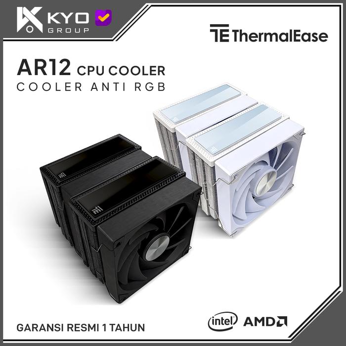 Gambar THERMALEASE ANTI RGB AR12 Solid BLACK WHITE CPU Cooler ANTI RGB Fan Dual Twin Tower 12 Heatpipes Cpu Air Cooler AM4 LGA1700 LGA1851 Non RGB Glass - WHITE dari KYO Indonesia_NEW Kota Administrasi Jakarta Utara Tokopedia